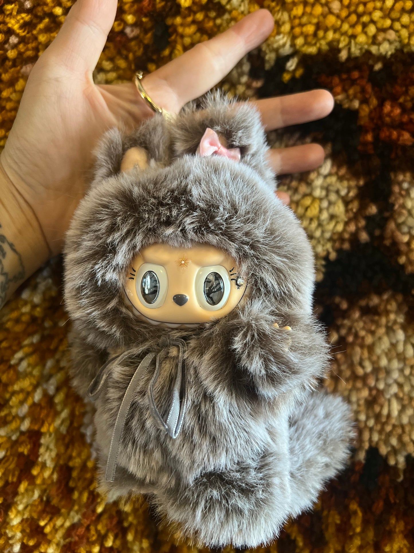 Custom grey fluffy Labubu
