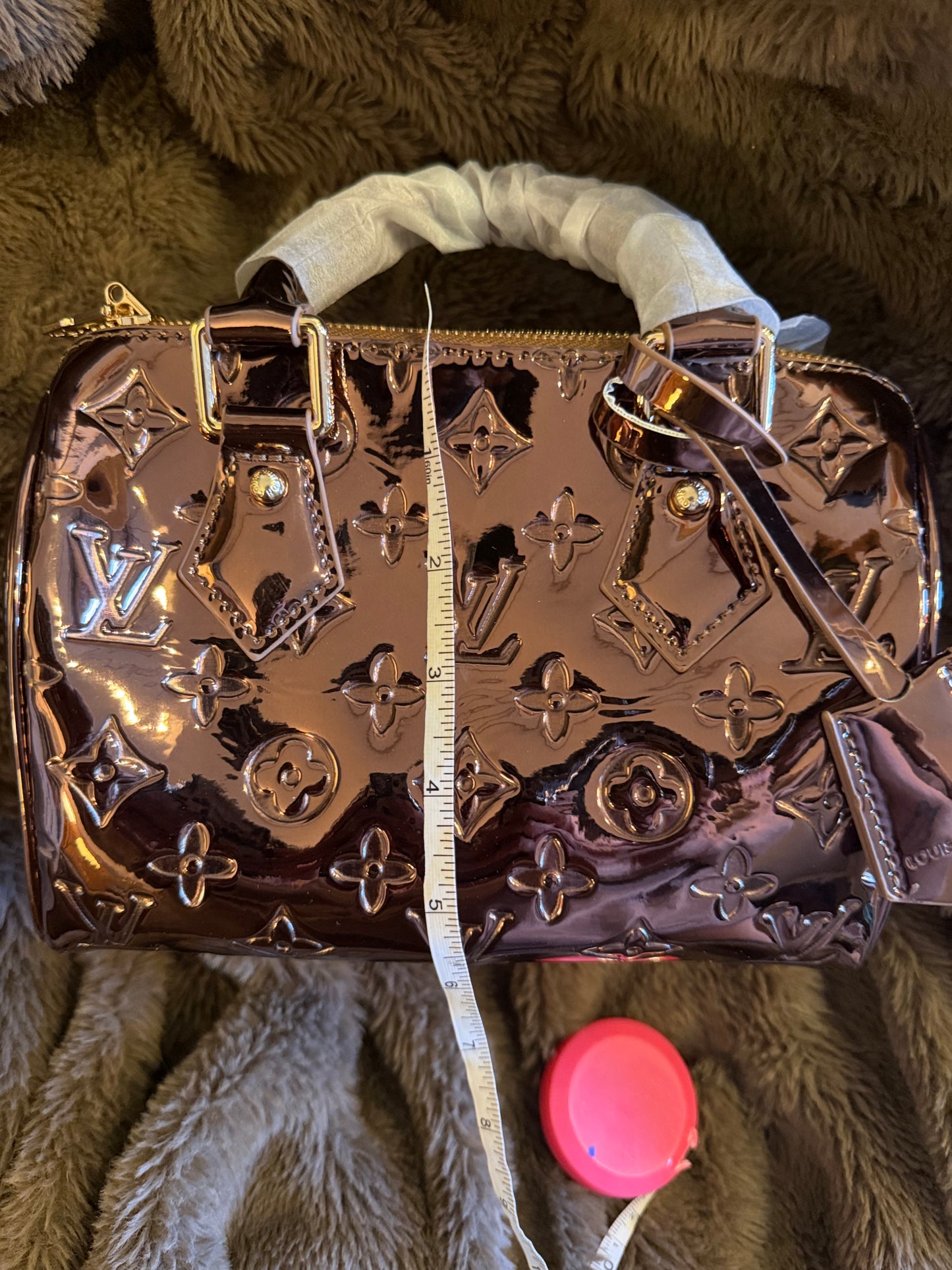 L logo shinny cooper handbag