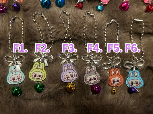 Labubu Flat Back Cup Charms with bow and bell