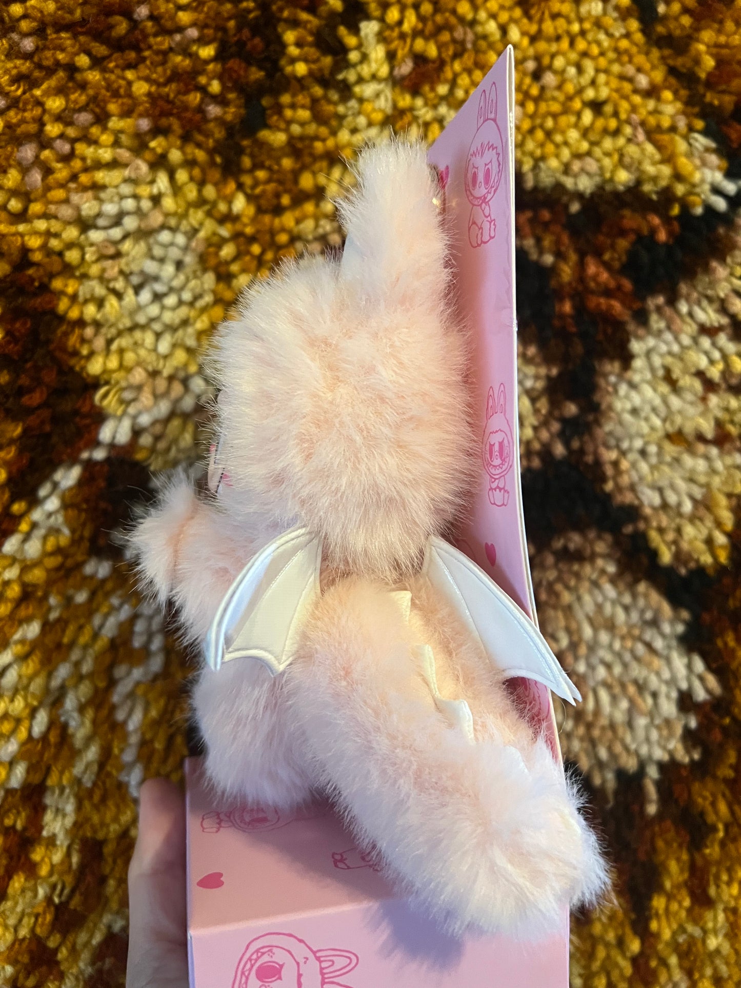 Custom Labubu pink with silver wings